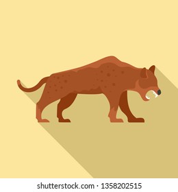 Stone age jaguar icon. Flat illustration of stone age jaguar vector icon for web design
