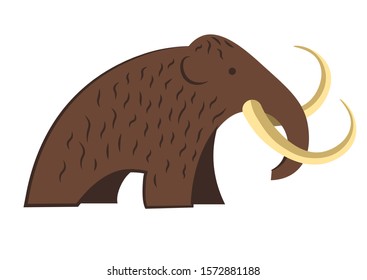 Stone age, mammoth isolated icon, prehistoric animal vector. Extinct species with tusks, elephant ancestor, ancient mastodon, giant furry mammal. Paleontology science, biology history and evolution