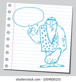 Stone age man speaking something
