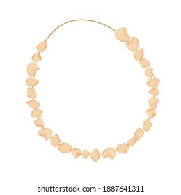 Collar de la edad de piedra de huesos o tejidos, detallado en el estilo de dibujos animados aislado en la ilustración vectorial de fondo blanco. Joyas cavernas, colmillos primitivos.