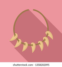 Stone age necklace icon. Flat illustration of stone age necklace vector icon for web design