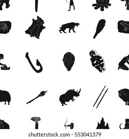 Stone age pattern icons in black style. Big collection of stone age vector symbol stock illustration