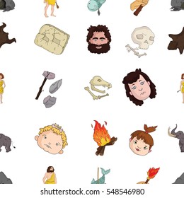 Stone age pattern icons in cartoon style. Big collection of stone age vector symbol stock illustration