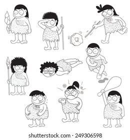 Stone age people cartoon vector