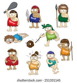 Stone age people cartoon vector