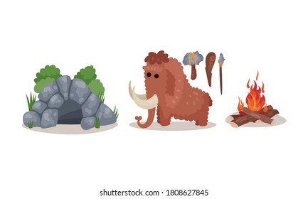 Herramientas primitivas de la edad de piedra y conjunto de vectores de cueva