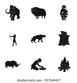 Stone age set icons in black style. Big collection of stone age vector symbol stock illustration