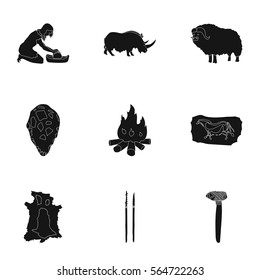 Stone age set icons in black style. Big collection of stone age vector symbol stock illustration
