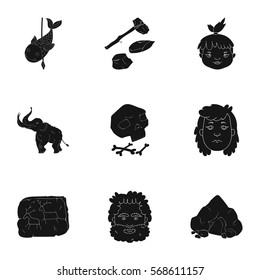 Stone age set icons in black style. Big collection of stone age vector symbol stock illustration