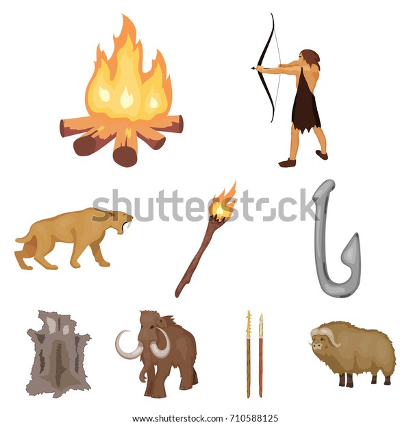 Stone Age Set Icons Cartoon Style Stock Vector (Royalty Free) 710588125