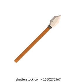 Stone age spear icon. Flat illustration of stone age spear vector icon for web design