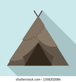 Stone age tent icon. Flat illustration of stone age tent vector icon for web design