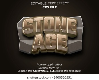 stone age text effect, font editable, typography, 3d text for games. vector template