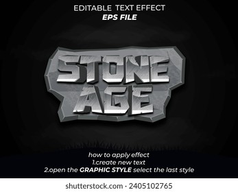 stone age text effect, font editable, typography, 3d text for medieval fantasy and  rpg games. vector template