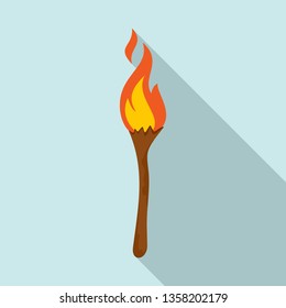 Stone age torch icon. Flat illustration of stone age torch vector icon for web design