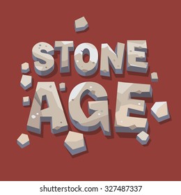 Stone age writing. 3d letters. Flat style vector illustration isolated on white background.