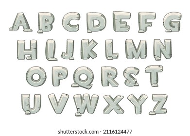 Stone alphabet set for learning on a white background.