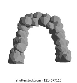 Arco de piedra de la cueva. Elemento de naturaleza y montañas. La entrada al santuario principal. Un montón de rocas y rocas
