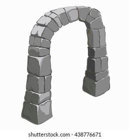 Stone arch isolated on white background. Vector illustration.