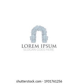 Design-Vorlage für Stein-Bogen-Logo, Vektorgrafiken 