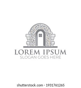 Stone arch logo design template vector eps 