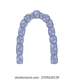 Estructura de arco de piedra que crea una entrada, ilustrando un elemento arquitectónico atemporal para varios conceptos históricos y de diseño en un estilo gráfico simplificado