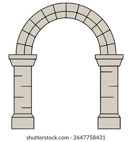 projeto de modelo de ilustração de vetor de cor plana de portão de arco de pedra