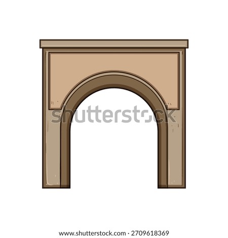 Stone archway on white background, classic rough masonry framing an empty portal suggestive of entrance, passage, historic architecture and traditional building design