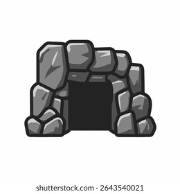 Stone archway standing opens passage grayscale cartoonstyle