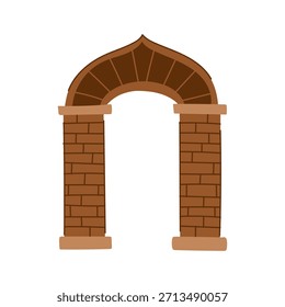 Estrutura do arco de pedra sobre fundo branco, ilustração vetorial plana simbolizando entrada, passagem, portal, estrutura e arquitetura histórica para design e uso do conceito
