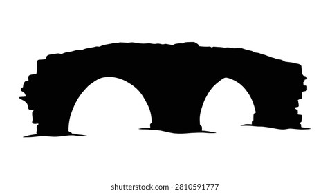 Stone archway with three openings black and white silhouette arch structure masonry arched bridge arches