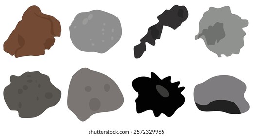 Stone asteroid belt icon. Falling meteor strike rocks from space orbit. Space boulder with craters flying in weightlessness.