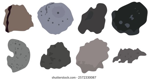 Stone asteroid belt icon. Falling meteor strike rocks from space orbit. Space boulder with craters flying in weightlessness.