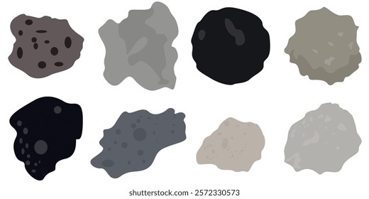 Stone asteroid belt icon. Falling meteor strike rocks from space orbit. Space boulder with craters flying in weightlessness.