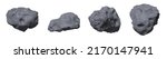Stone asteroids realistic vector illustration. Meteor or space boulder or rock with craters isolated icon set on white background, various form