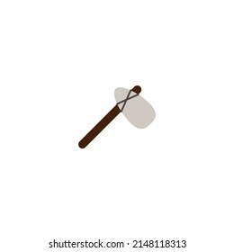 hacha de piedra aislada en un fondo blanco
