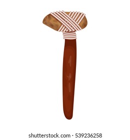 Stone axe icon in cartoon style isolated on white background. Stone age symbol stock vector illustration.
