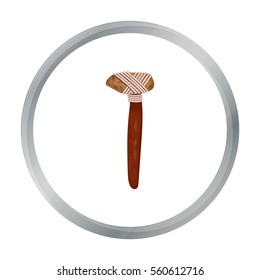Stone axe icon in cartoon style isolated on white background. Stone age symbol stock vector illustration.