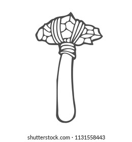 Stone axe sketch style vector illustration. Old hand drawn engraving imitation.