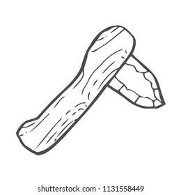 Stone axe sketch style vector illustration. Old hand drawn engraving imitation.