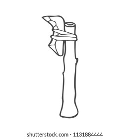 Stone axe sketch style vector illustration. Old hand drawn engraving imitation.