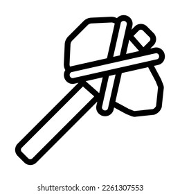 Stone Axe Vector Line Icon Design