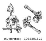 Stone Axes Weapons of Caveman Vector  