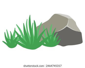 Stone Background with Grass Illustration