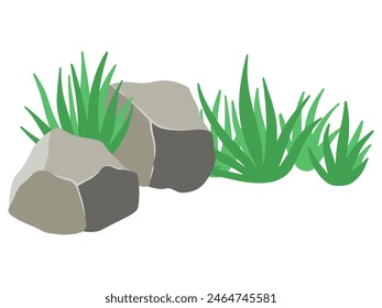 Stone Background with Grass Illustration