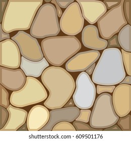 Stone background texture. Grey and brown seaside pebble vector illustration.