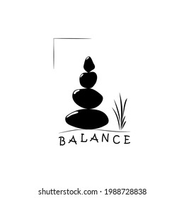 Stone Balance Black White Design Vector Stock Vector (Royalty Free ...