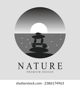 stone balance icon vector illustration Stack of stones template graphic design