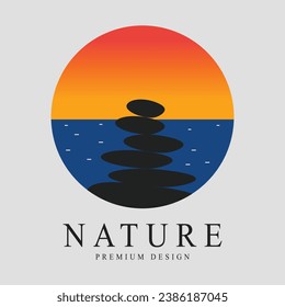 stone balance icon vector illustration Stack of stones template graphic design