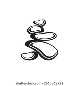 Stone balance logo line art vector illustration design